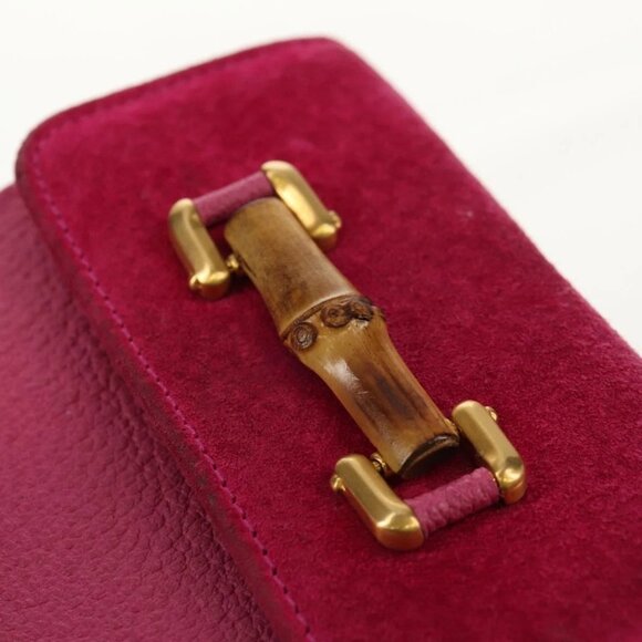 GUCCI Bamboo Wallet Suede Pink Gold 035 0959 1861 0 Auth yk20042V - Picture 9 of 16